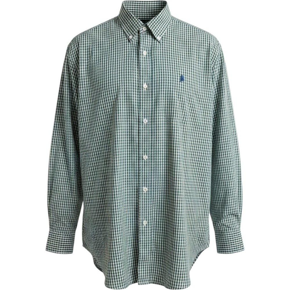Polo Ralph Lauren Button Down Mens M Gingham Green White Crest Logo Excellent